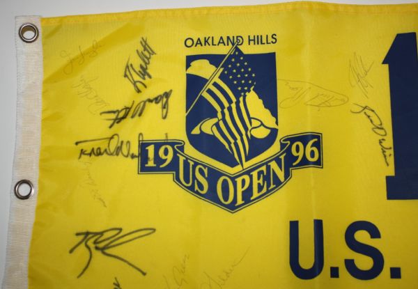 Jack Nicklaus signed Multi-Signed 1996 US Open Screen Flag - Oakland Hills JSA COA