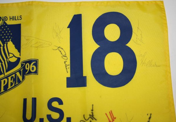 Jack Nicklaus signed Multi-Signed 1996 US Open Screen Flag - Oakland Hills JSA COA