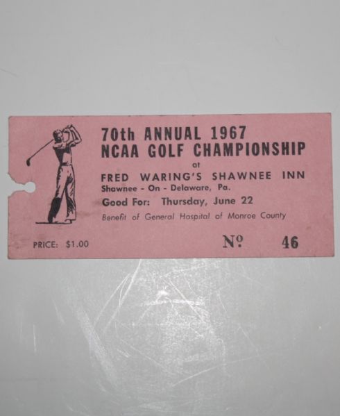 1967 NCAA Golf Championship Ticket - 70th Annual - Hale Irwin Winner