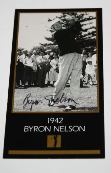 Byron Nelson Signed 1942 Grand Slam Ventures Champions of Golf Card JSA COA