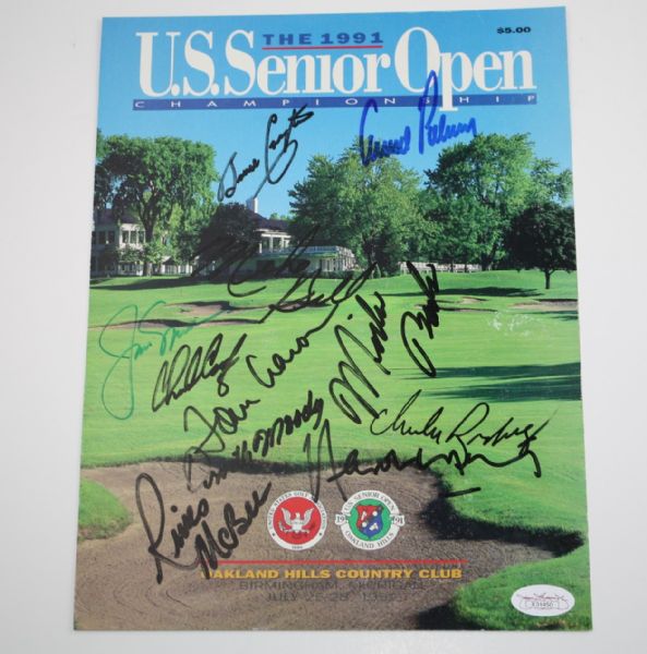 1991 U.S. Senior Open Cover Signed by Palmer, Nicklaus, and Others - JSA Full Letter