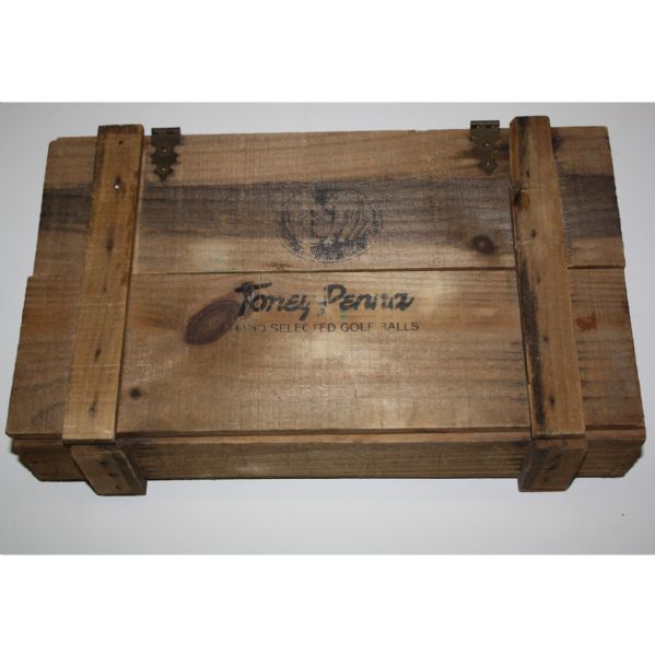 Toney Penna Golf Ball Box and 15 Leather Ball Bags with Toney Penna Inscribed