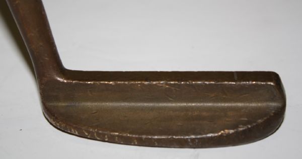 MacGregor 314 Brass Head Putter-Original Black Leather, Gold Lurex Strip Grip