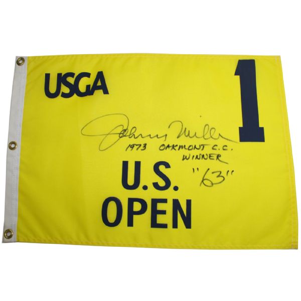 Johnny Miller Signed Undated U.S. Open Flag JSA COA