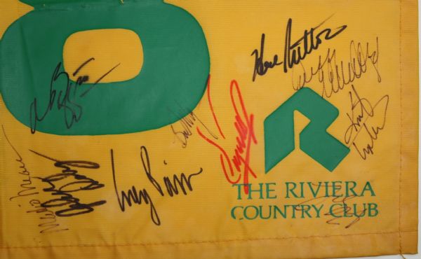 Multi-Signed Riviera Country Club Flag JSA COA