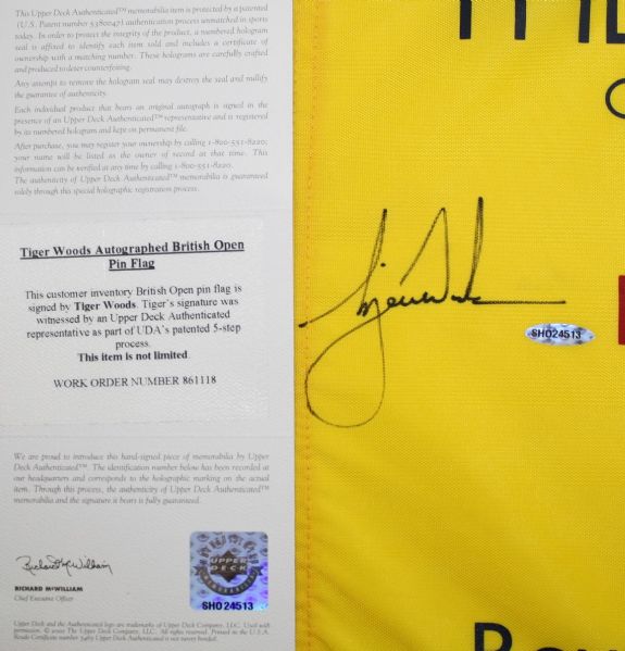 Tiger Woods Signed 2006 British Open Flag - Royal Liverpool - UDA SHO 24513