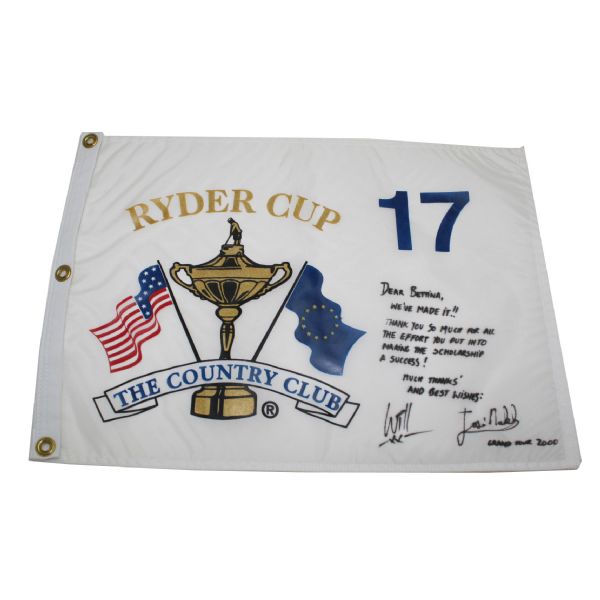 1999 Ryder Cup The Country Club Brookline Flag-Seldom Seen 17 Hole-Employee Inscribed