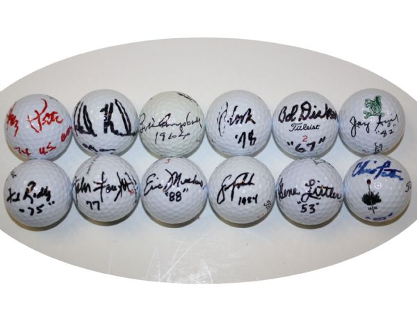 Lot of 12: Signed Golf Balls by Amateur Winners with Years Won Inscription (A) JSA COA