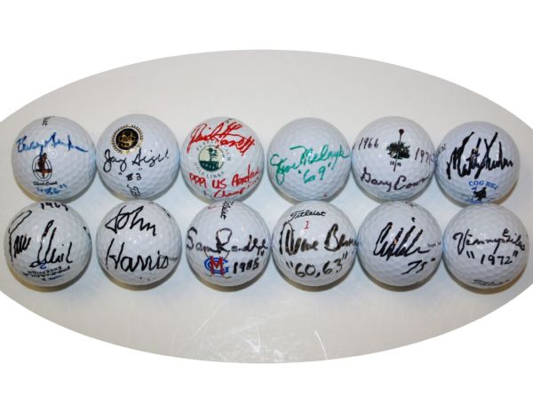 Lot of 12: Signed Golf Balls by Amateur Winners with Years Won Inscription (B) JSA COA