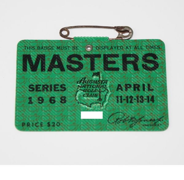1968 Masters Badge - Bob Goalby Winner