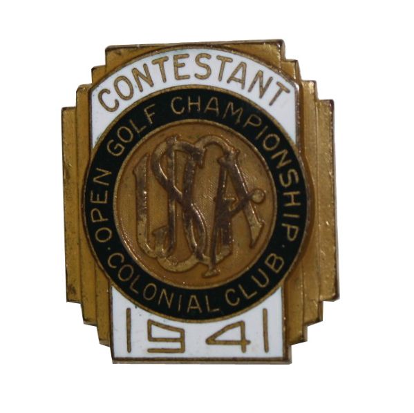 1941 US Open Contestant Badge - Craig Wood Champ- Colonial C.C. - Penna Family Collection
