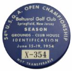 1954 US Open Grounds Badge - Baltusrol - Whitehead & Hoag Co. 