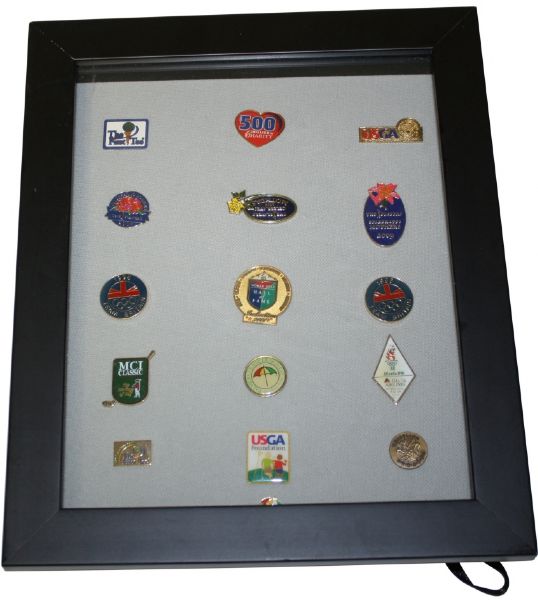 Framed Shadowbox - Miscellaneous Pins Golf Hof, Arnold Palmer pins