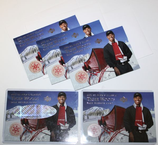 Lot of Five: Tiger Woods Christmas Cards