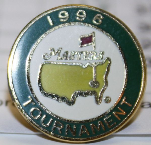 Masters Golf Ornament, 1996 Masters Ball Marker, and a Masters Scorecard