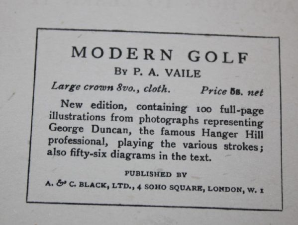 Golf Book - 'The Swing in Golf' by A.Q. - 1919