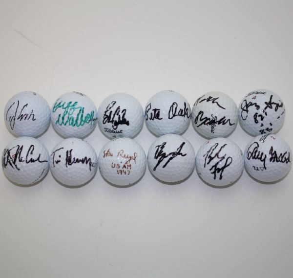 Lot of 12 Miscellaneous Signed Golf Balls JSA COA