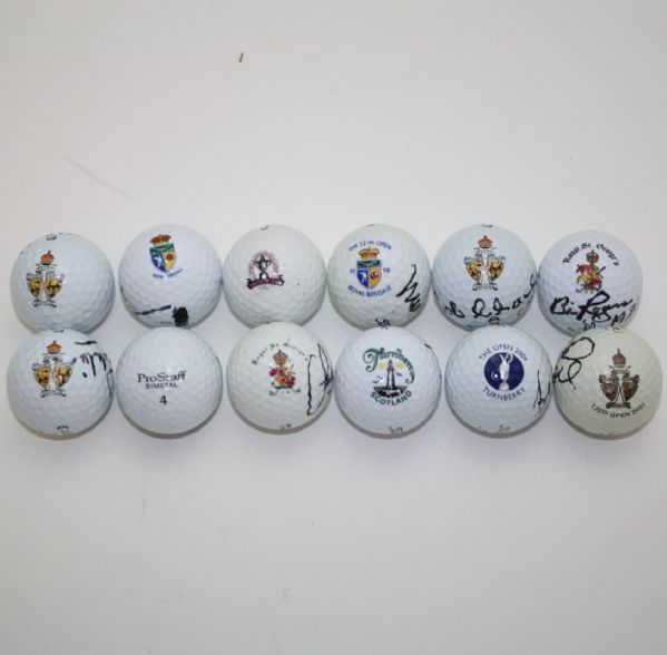 Lot of 12 British Open Winners Signed Golf Balls JSA COA