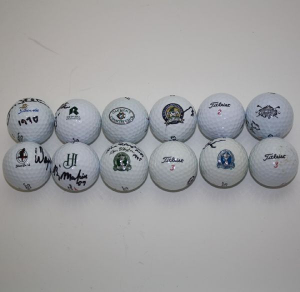 Lot of 12 PGA Winners Signed Golf Balls JSA COA