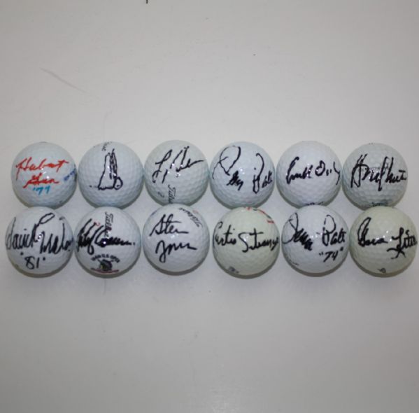Lot of 12 U.S. Open Winners Signed Golf Balls JSA COA