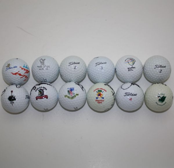 Lot of 12 U.S. Open Winners Signed Golf Balls JSA COA