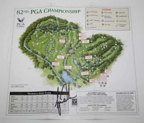Tiger Woods Signed Valhalla Map - 2000 PGA Championship JSA COA