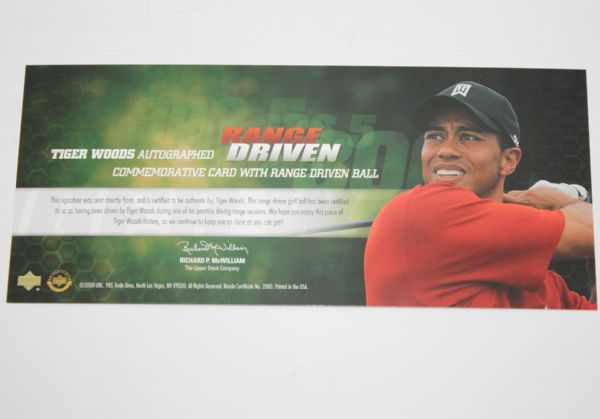 Tiger Woods Signed UDA Range Driven Ball Certificate - 463/500 - No Ball