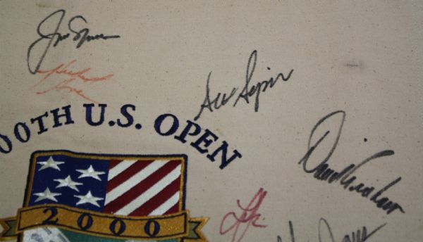 Multi-Signed 2000 U.S. Open Cloth Flag - Pebble Beach - 16 Signatures JSA COA