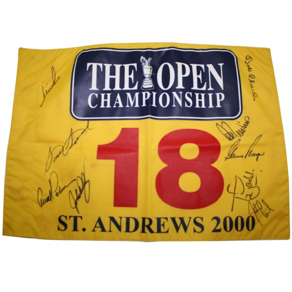 Multi-Signed 2000 The Open Flag - St. Andrews - 9 British Open Winners Signatures JSA COA