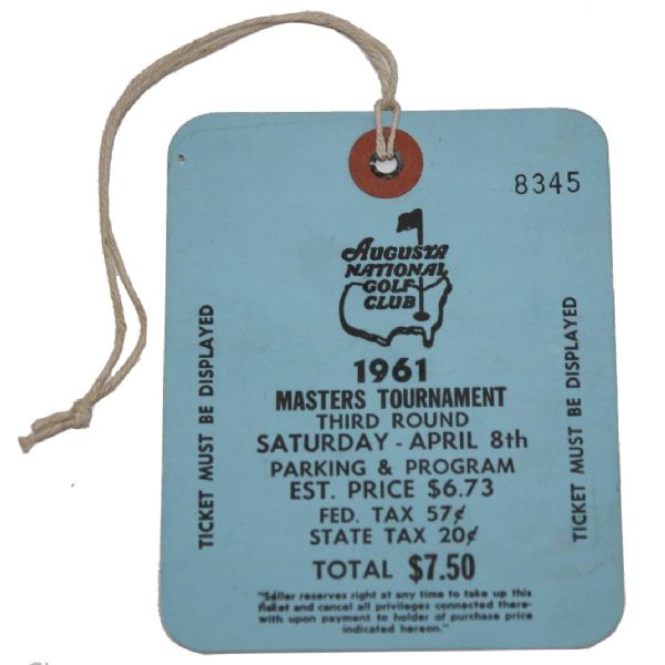 1961 Masters Tournament Badge - Gary Player Winner
