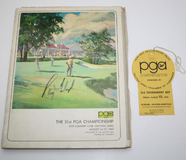Ray Floyd Signed 1969 PGA Championship Program with 1969 PGA Ticket JSA COA