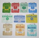 Lot of Ten Masters Badges - 1979-1989 - Excludes 1986 Badge JSA COA