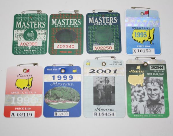 Lot of 8 Masters Series Badges - 1990-2002 - Few Years Excluded