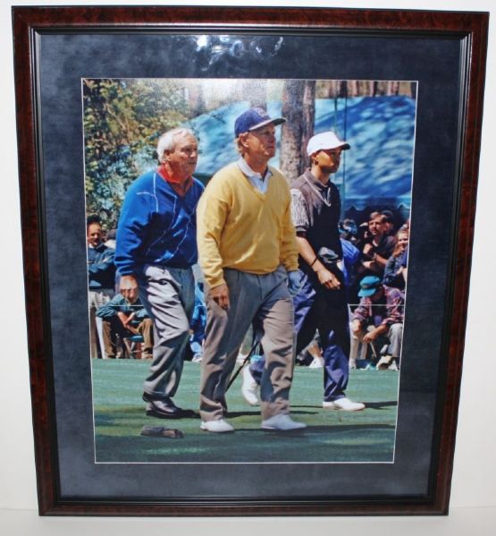 Deluxe Framed 16 X 20 Photo of Jack, Tiger and Arnie Walking the Augusta Fairways