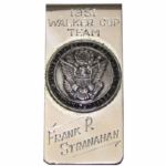 Frank Stranahans personal 1951 Walker Cup Contestants Money Clip/Badge