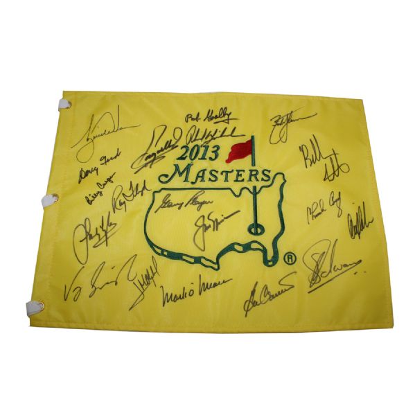 2013 Masters Dinner Champ Flag Signed by 20 Champs - Tiger, Jack, Phil, etc. JSA COA