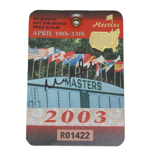 Mike Weir Signed 2003 Masters Badge JSA COA