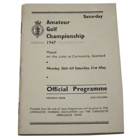1947 Official Program of The Amateur Golf Championship - Carnoustie Willie Turnesa Champion