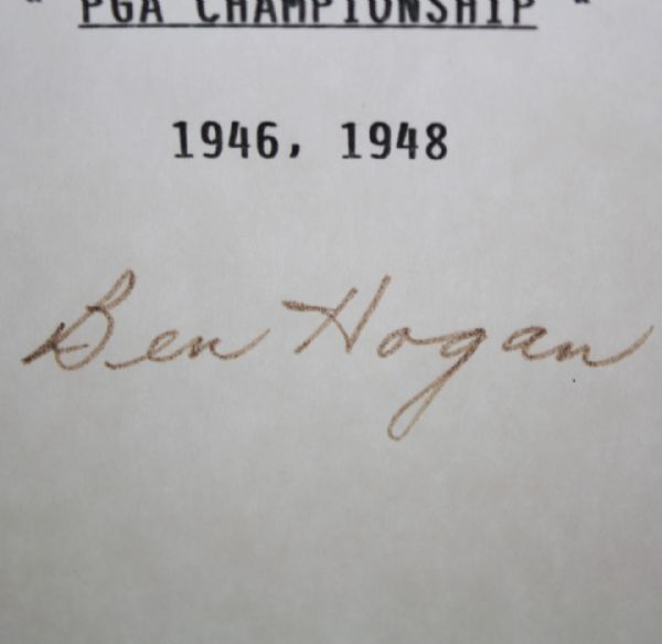 Ben Hogan Signed Major Wins Autograph-With 1942 Open Notation Added-UNIQUE AUTOGRAPH