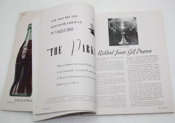 1946 Nashville Invitational Golf Program Johnny Palmer Victory-40's Photos/ Bios Incl.
