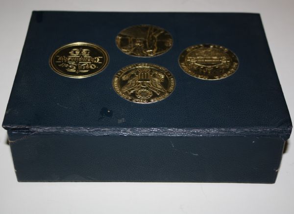 Ben Hogan Golf Ball Box with Decorative Medallions Depicting Majors of Grand Slam