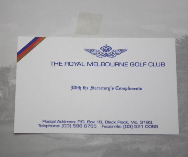 Club History 'The Royal Melbourne Golf Club: A Centenary History' by Joseph Johnson