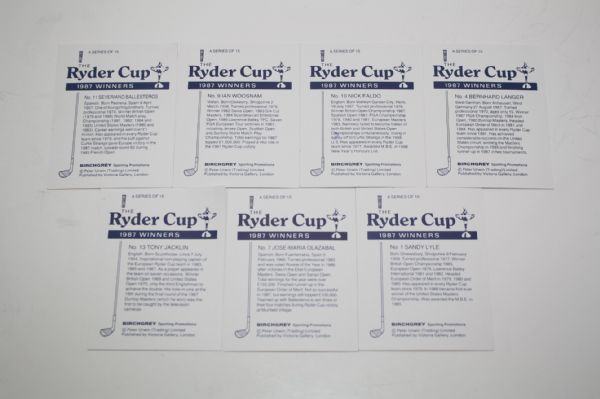 Lot of 7 Signed European Ryder Cup Cards Includes Seve among 5 HOF JSA COA