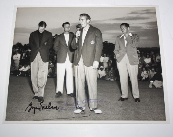 1947 Masters Award Ceremony Photo Signed by Runnerups Byron Nelson F.Stranahan 