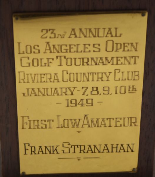 Frank Stranahan's 1949 Los Angeles Open First Low Amateur Trophy - Riviera C.C.