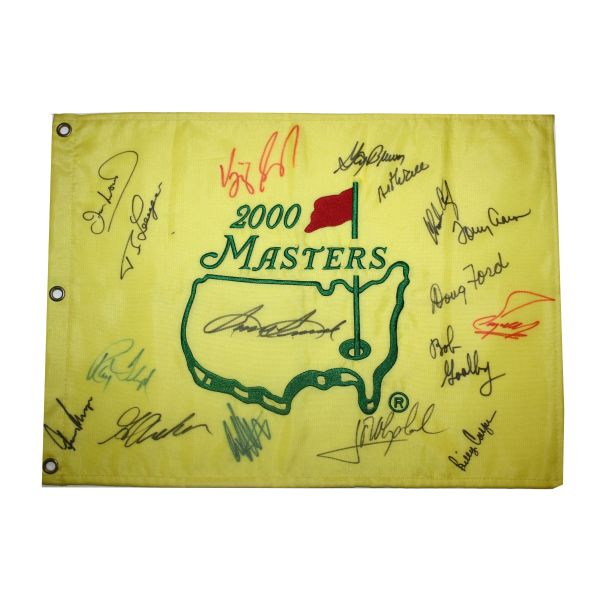 2000 Masters Embroidered Pin Flag Signed by 17 Champs JSA COA