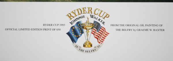 1993 Official Limited Edition Graeme Baxter Ryder Cup Poster Signed by Team and Captain - Belfry
