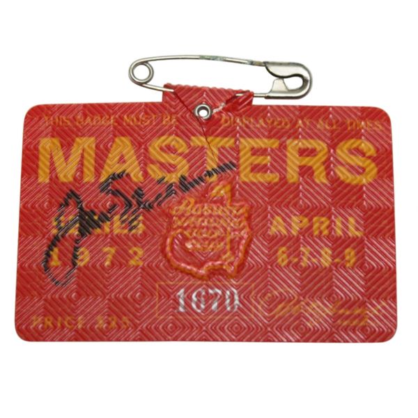 1972 Masters Badge Signed by Jack Nicklaus JSA COA