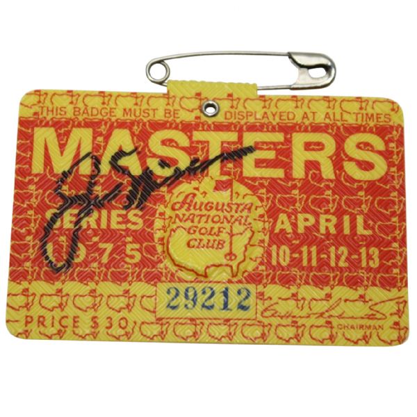 1975 Masters Badge Signed by Jack Nicklaus JSA COA
