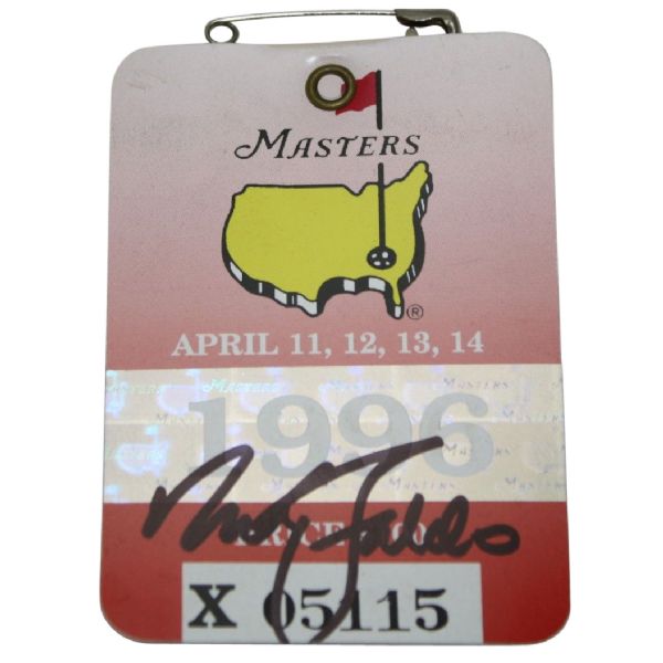 1996 Masters Badge Signed by Nick Faldo JSA COA